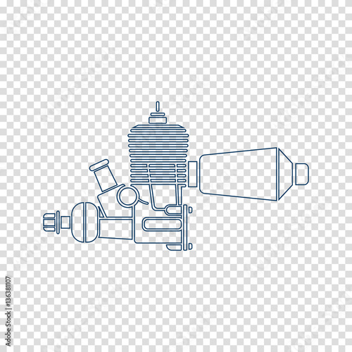 airplane micro engine with muffler vector icon