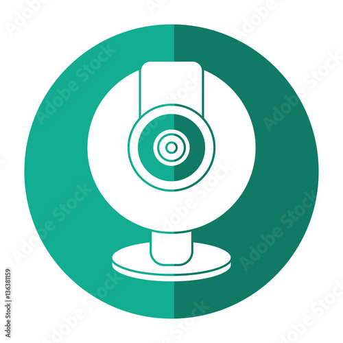 web cam computer rounded icon shadow vector illustration eps 10