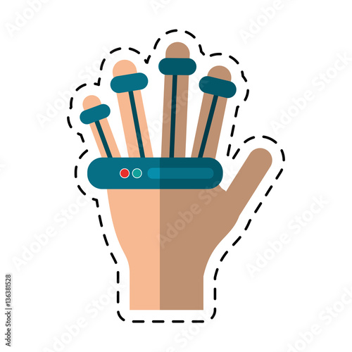 hand electronic vr cyber gadge cut line vector illustration eps 10