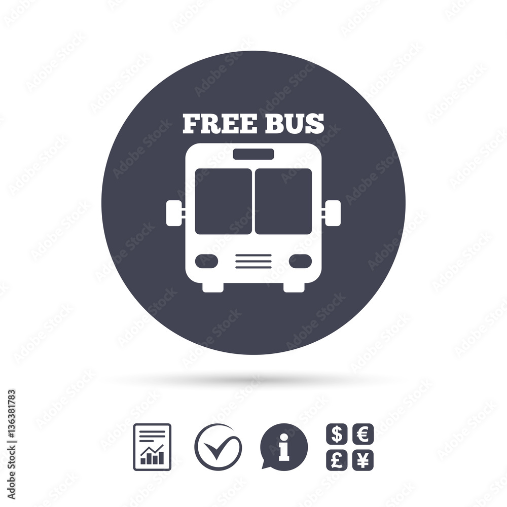Bus free sign icon. Public transport symbol. Bus free sign icon. Public transport symbol.