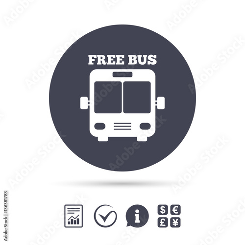Bus free sign icon. Public transport symbol.