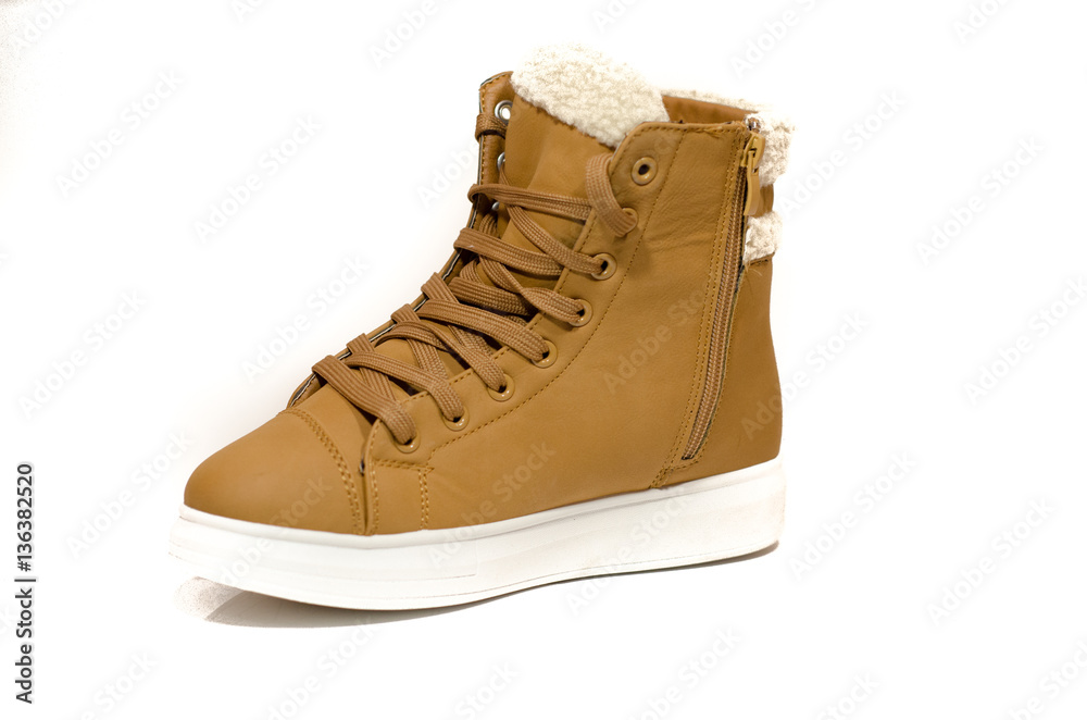 image of woman brown leather boot image of woman brown leather boot