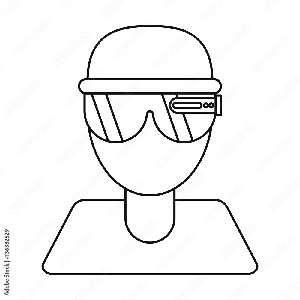 boy user vr glasses smart technology thin line vector illustration eps 10