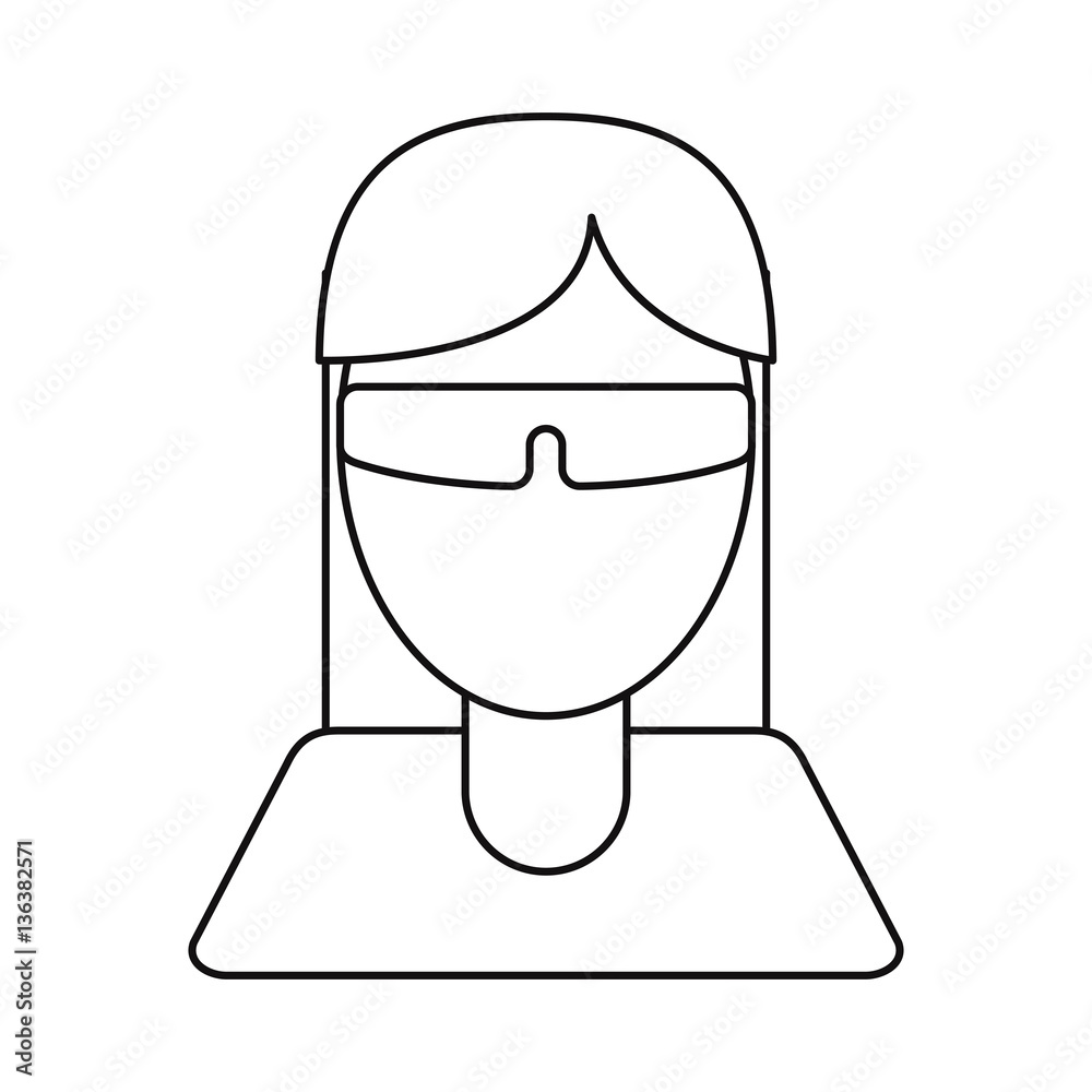 girl with virtual reality goggles smart thin line vector illustration eps 10