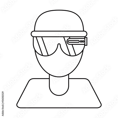 boy user vr glasses smart technology thin line vector illustration eps 10