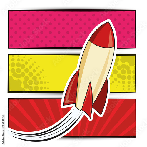 rocket star up pop art design vector illustration eps 10
