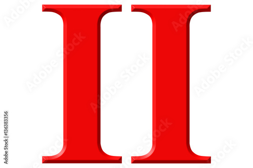 Roman numeral II, duo, 2, two, isolated on white background, 3d
