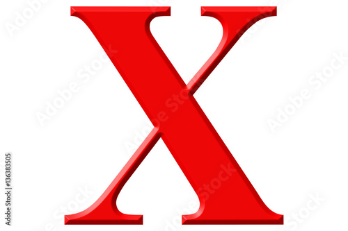 Roman numeral X, decem, 10, ten, isolated on white background, 3