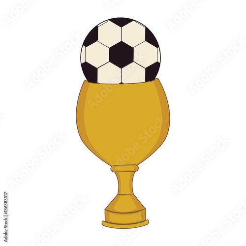 trophy winner with balloon soccer isolated icon vector illustration design