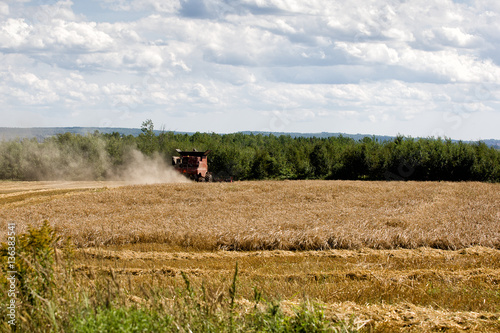 Fototapeta Naklejka Na Ścianę i Meble -  Farm Machinery cutting hay in the field