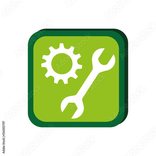 green frame with pinion and wrench vector illustration