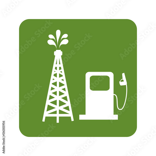 green background with oil tower and bio fuel station vector illustration
