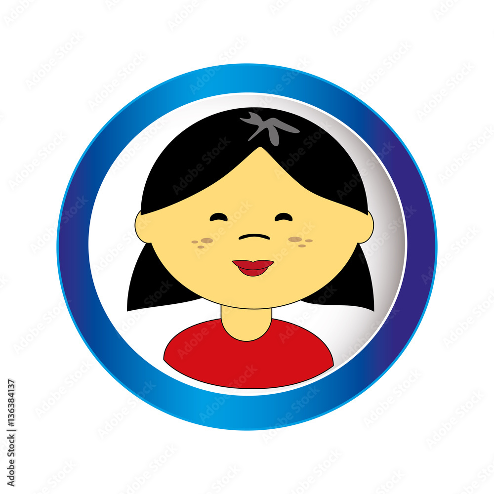 asian girl face with short hair in circular frame vector illustration asian girl face with short hair in circular frame vector illustration