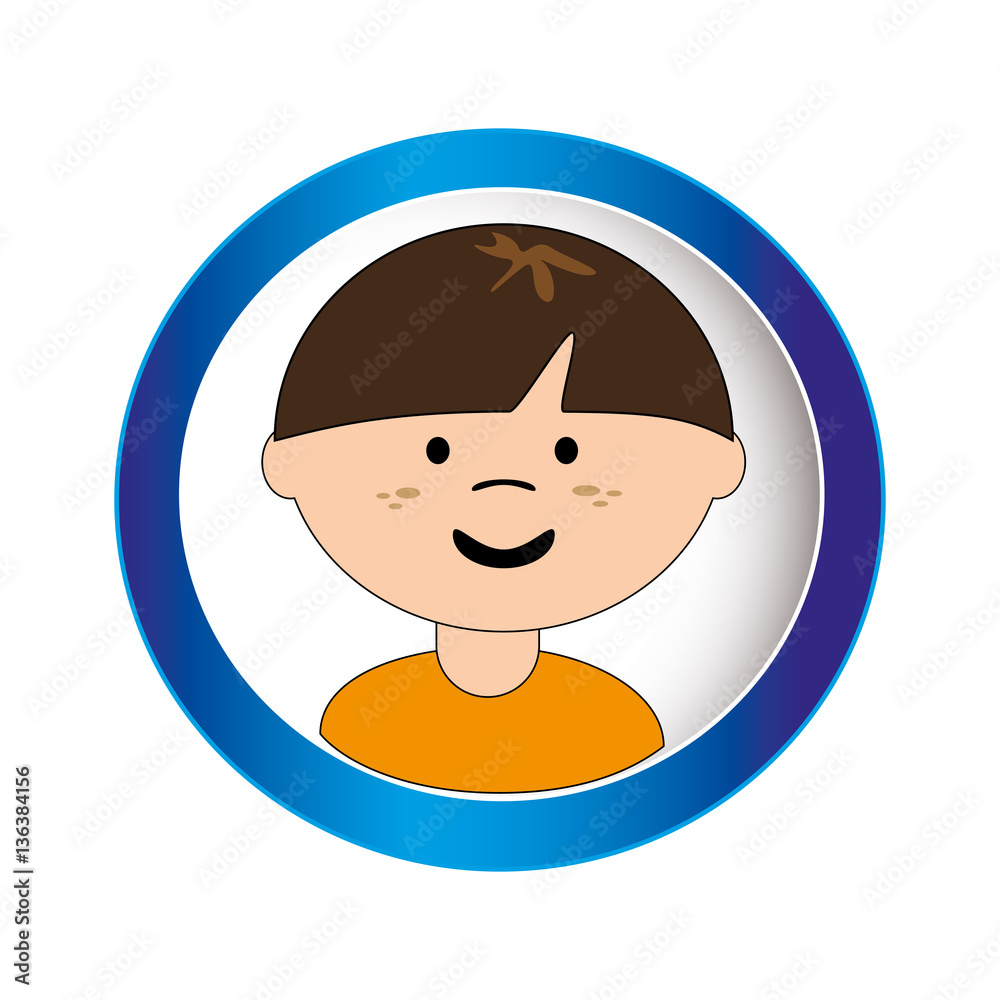 caucasian boy face with short hair in circular frame vector illustration caucasian boy face with short hair in circular frame vector illustration