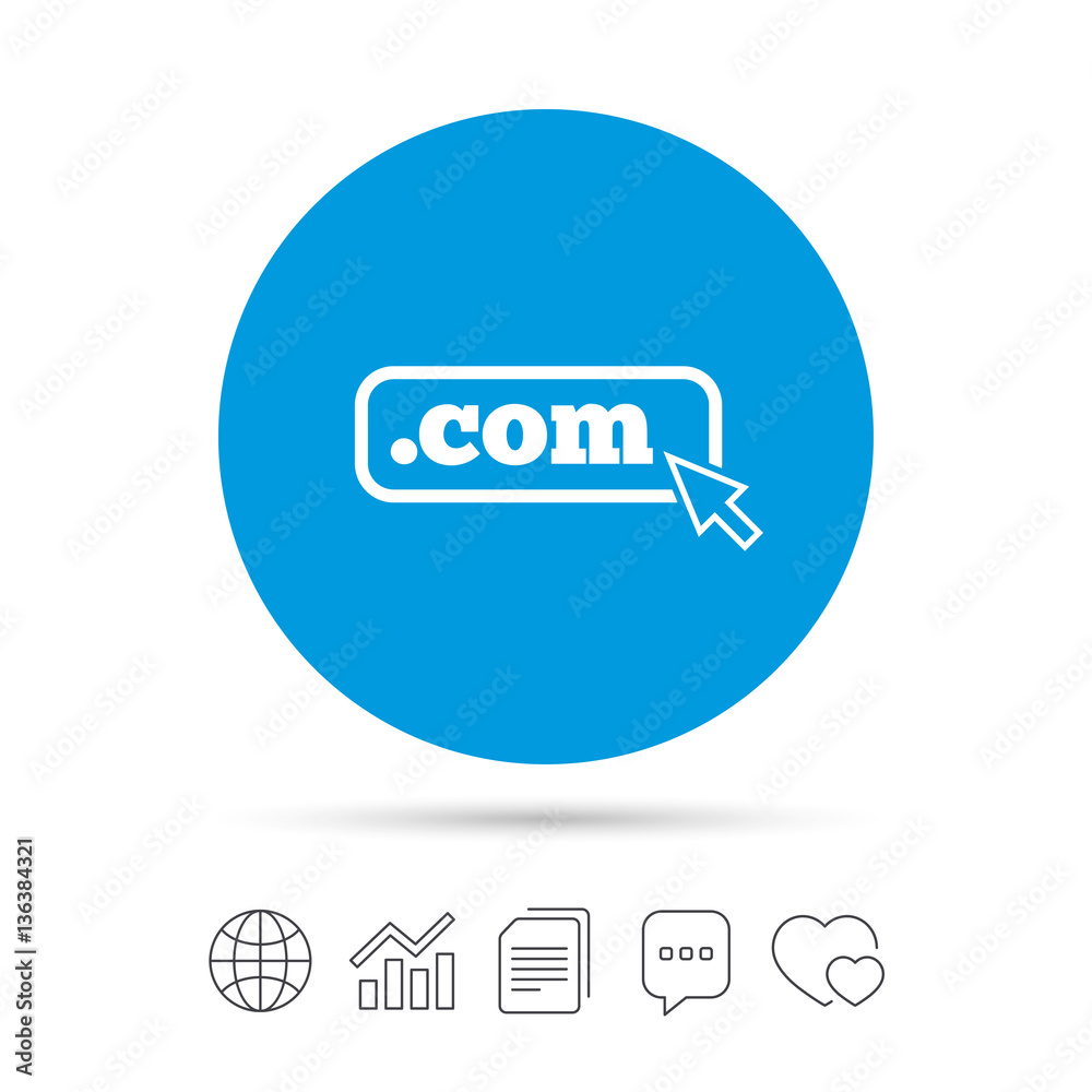 Domain COM sign icon. Top-level internet domain. Domain COM sign icon. Top-level internet domain.