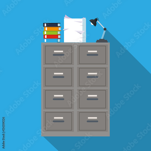 cabinet file archive books document lapm office blue background vector illustration eps 10