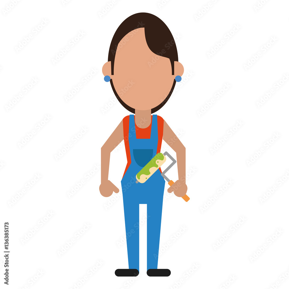 woman painter with roller vector illustration eps 10 woman painter with roller vector illustration eps 10
