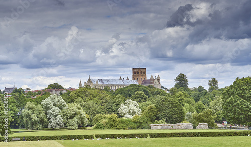 St Albans Cathedral from Verulam Park in summer