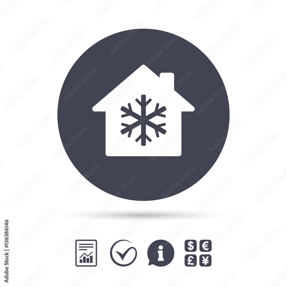 Air conditioning indoors icon. Snowflake sign. Air conditioning indoors icon. Snowflake sign.