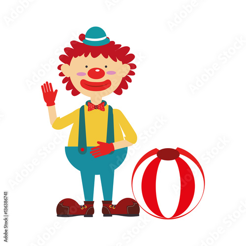 colorful silhouette with clown with colored ball vector illustration