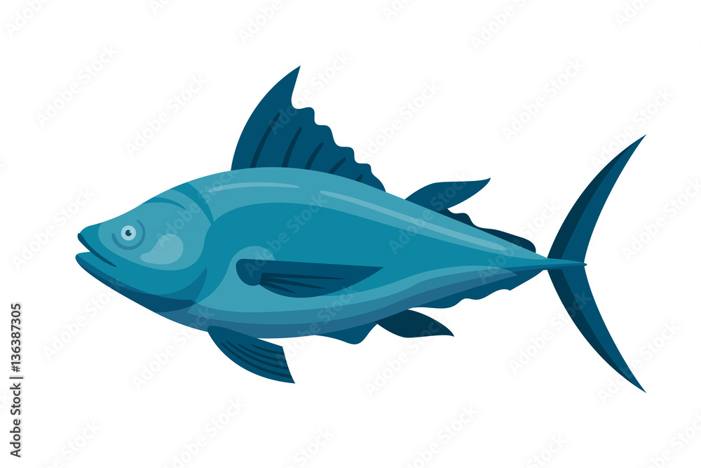 Sea tuna fish vector illustration.