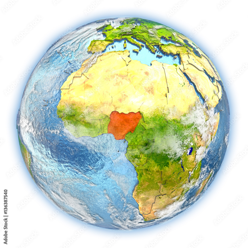 Nigeria on Earth isolated