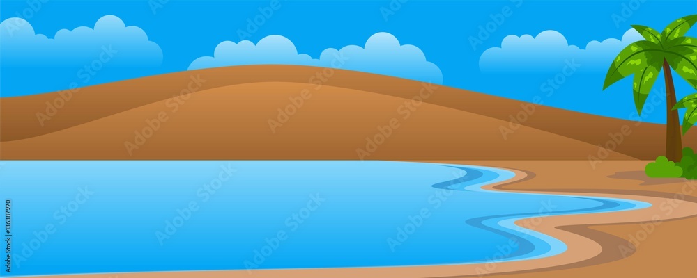 Landscape Coastal Dunes Vector Illustration