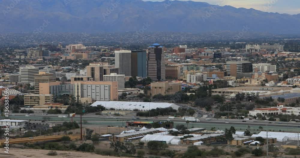 4K UltraHD An aerial view of Tucson, Arizona skyline Stock Video