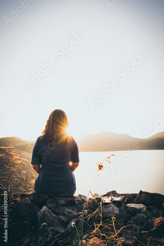 Premium Photo  Sad woman silhouette worried at sunset