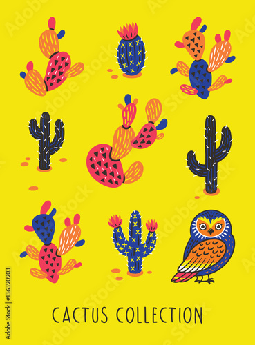 Cactus collection in vector