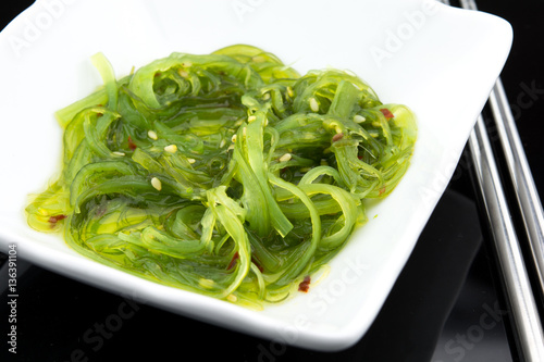 Seaweed in bowl on food table