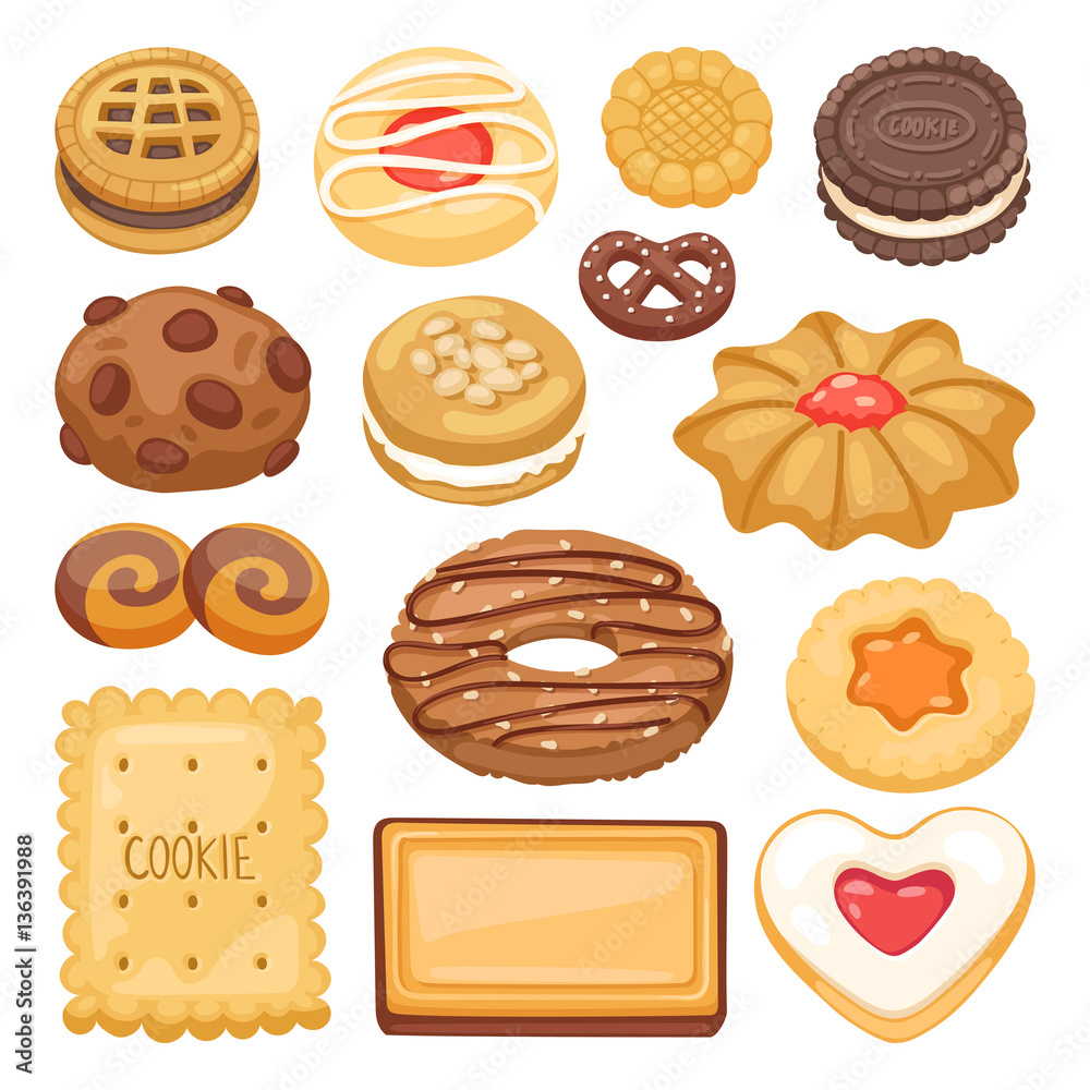 Different cookie cake isolated vector illustration Different cookie cake isolated vector illustration