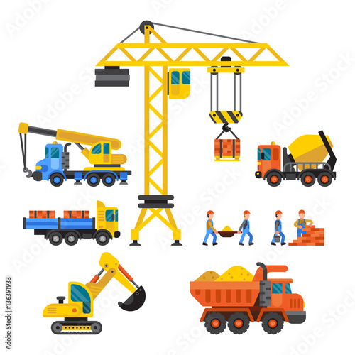 Under construction technic vector illustration