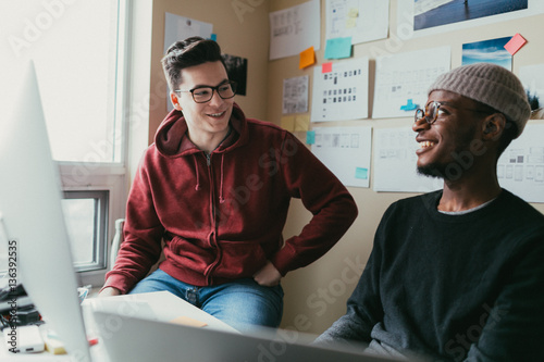 Two Friends Talking About Their Technology project