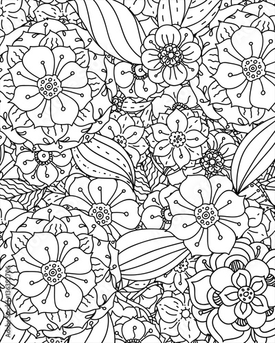 Vector Monochrome Floral Pattern