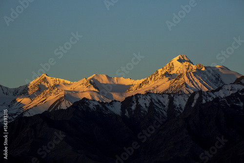 Spectacular mountain scenery Himalaya Range background , Leh-Ladakh, Jammu & Kashmir, Northern India
