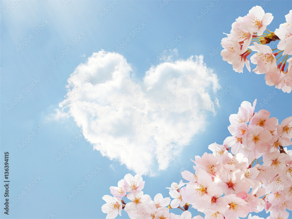 Obraz premium ハート雲と桜