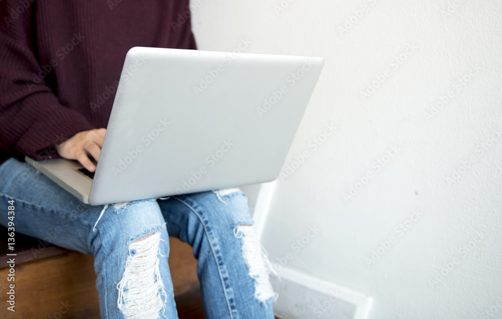 Woman Working Using Laptop Techie Woman Working Using Laptop Techie