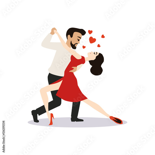 Lovers couple cartoon dancing vector illustration