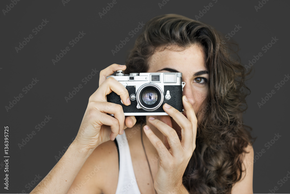 Woman Photographer Camera Focus Photography Concept Woman Photographer Camera Focus Photography Concept