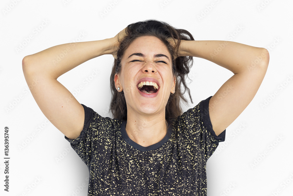 Woman Cheerful Studio Portrait Concept Woman Cheerful Studio Portrait Concept