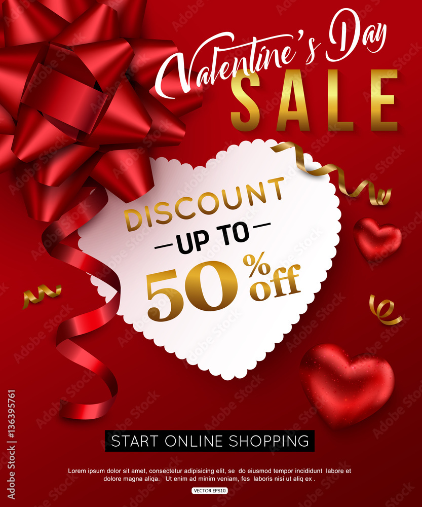 Valentines day sale banner. Vector illustration Valentines day sale banner. Vector illustration