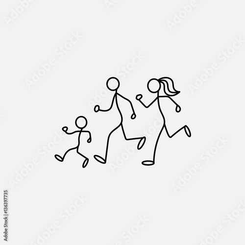 Cartoon icon sport of sketch little family