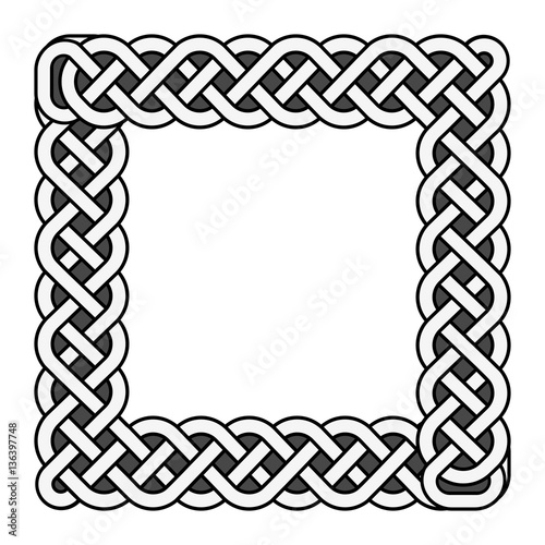 Square celtic knots vector medieval frame in black and white