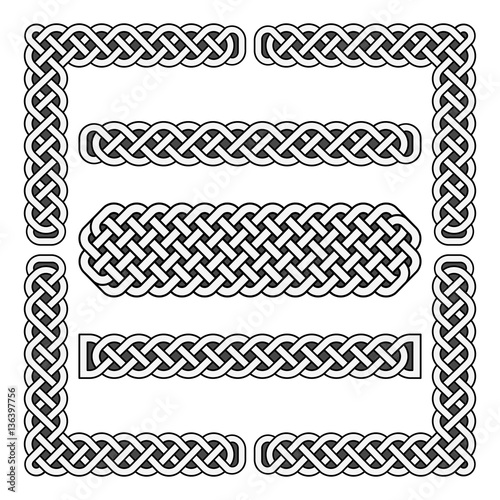 Celtic knots vector medieval borders and corner elements