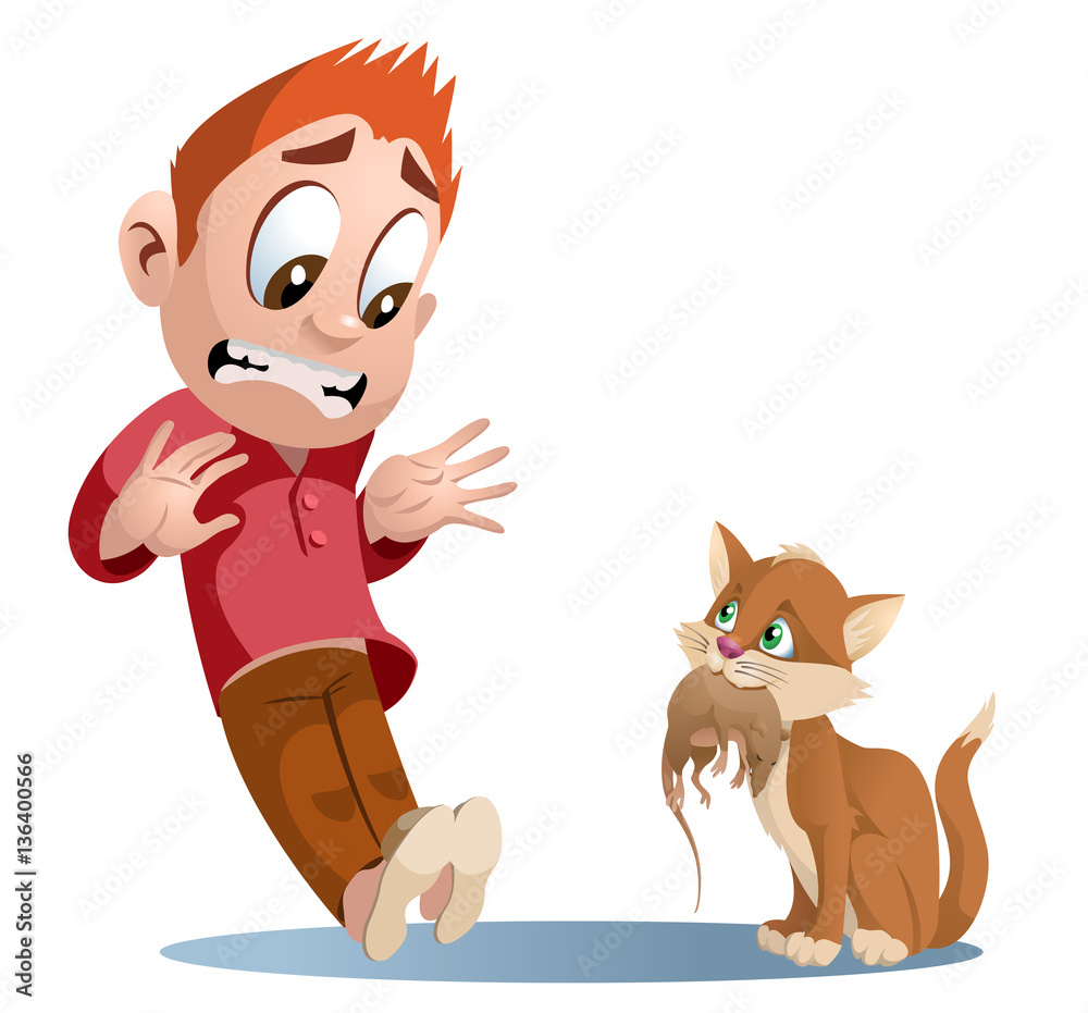 Funny cat holding rat. Man shocked. Cartoon styled vector illustration. Elements is grouped and divided into layers. No transparent objects. Stock Vector | Adobe Stock Funny cat holding rat. Man shocked. Cartoon styled vector illustration. Elements is grouped and divided into layers. No transparent objects. Stock Vector | Adobe Stock