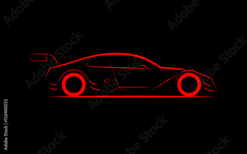 stylized silhouette sports dtm car coupe