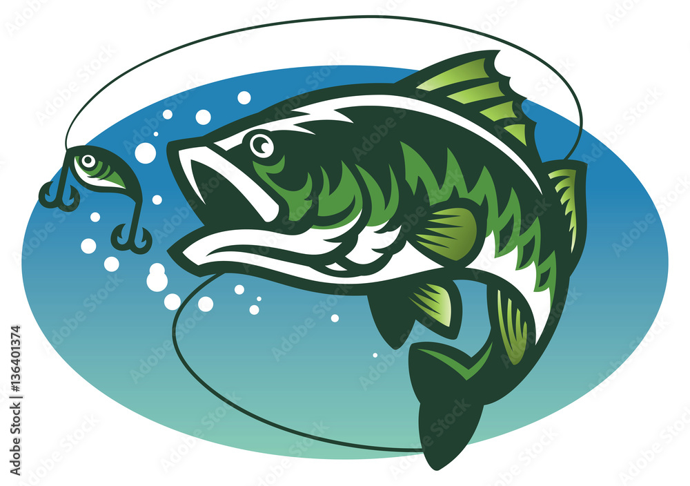 Fototapeta premium largemouth bass fish mascot