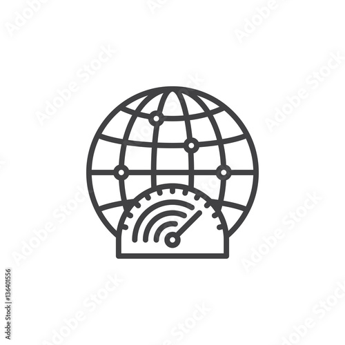 High speed internet connection line icon  outline vector sign  linear pictogram isolated on white. Symbol  logo illustration