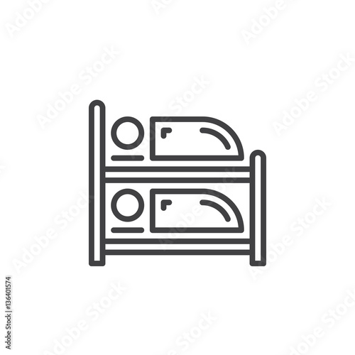 Bunk bed line icon, outline vector sign, linear pictogram isolated on white. Symbol, logo illustration